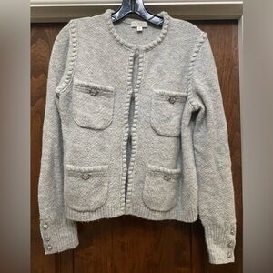 J. Crew Odette sweater lady jacket with jewel buttons in gray Sz S